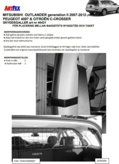 Artfex Lastgaller / Hundgaller Citroen C-Crosser 2007-2012