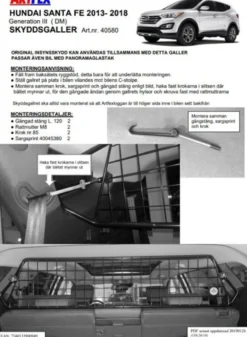 Artfex Lastgaller / Hundgaller Hyundai Santa Fe III 2013-2018