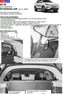 Artfex Lastgaller / Hundgaller MG ZS 2017-2025
