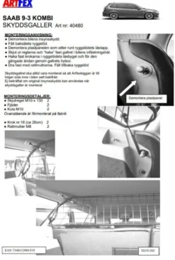 Artfex Lastgaller / Hundgaller Saab 9-3 Kombi 2005-2015