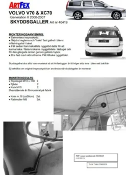 Artfex Lastgaller / Hundgaller Volvo V70/XC70 II 2001-2007