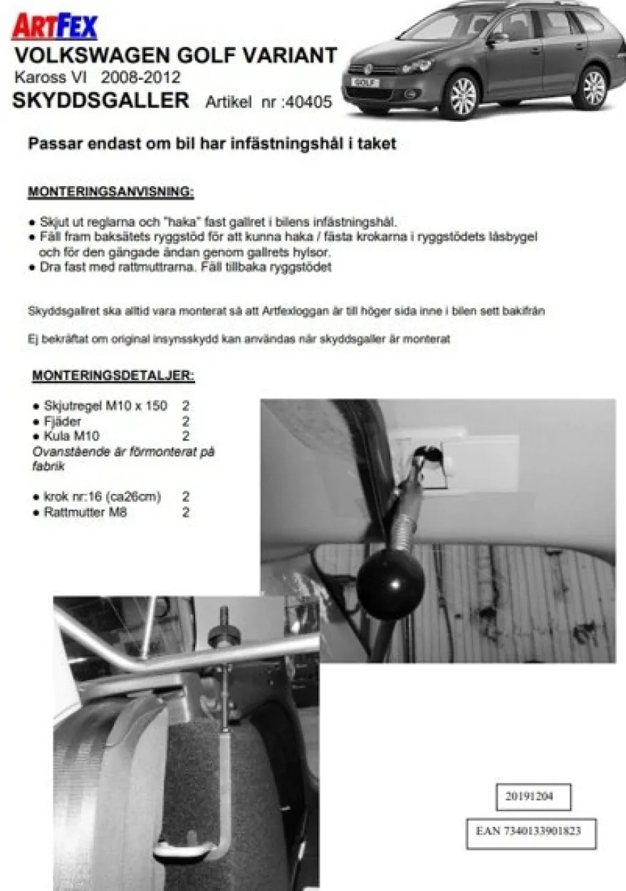 Artfex Lastgaller / Hundgaller VW Golf VI Variant 2008-2012