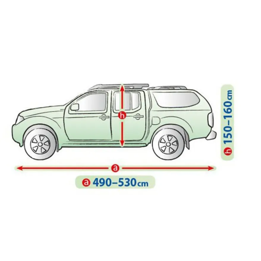 Bilöverdrag Mobile Garage XL Pick Up Hardtop 490–530 cm – Grå
