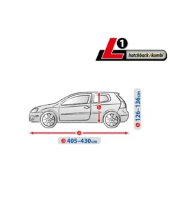 Bilöverdrag Optimal Garage L1 Hatchback/Kombi 405–430 cm – Grå