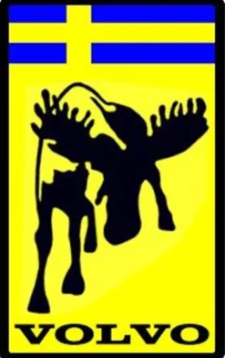 Emblem Rektangulär Volvo Älg Gul/Svart Svensk Flagga