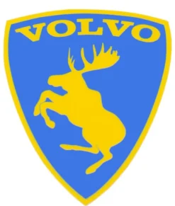 Emblem Sköld Volvo Stegrande Älg Blå/Gul - VÄNSTER