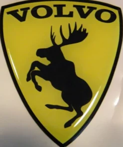 Emblem Sköld Volvo Stegrande Älg 3D Gul/Svart