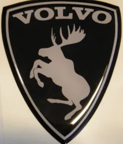 Emblem Sköld Volvo Stegrande Älg 3D Svart/Grå