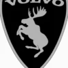 Emblem Sköld Volvo Stegrande Älg Svart/Ljusgrå - VÄNSTER