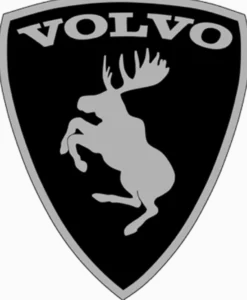Emblem Sköld Volvo Stegrande Älg Svart/Ljusgrå - VÄNSTER
