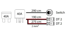 Kabelsats för 2 extraljus DT kontakt 2-Pin.
