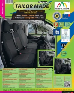 Kegel Bilklädsel Dubbelsits passagerarsäte Ford Transit Custom II 2024-><noscript><img width=