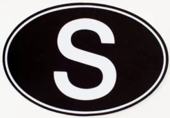 S-Dekal Bil Sverige Svart/Vit 116x91mm