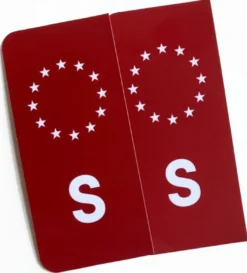 S-Märke Nummerskylt Röd/Vit/Vit