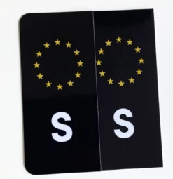 S-Märke Nummerskylt Svart/Vit/Gul