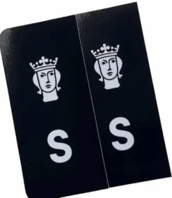 S-Märke Sankt Erik Nummerskylt Svart/Vit
